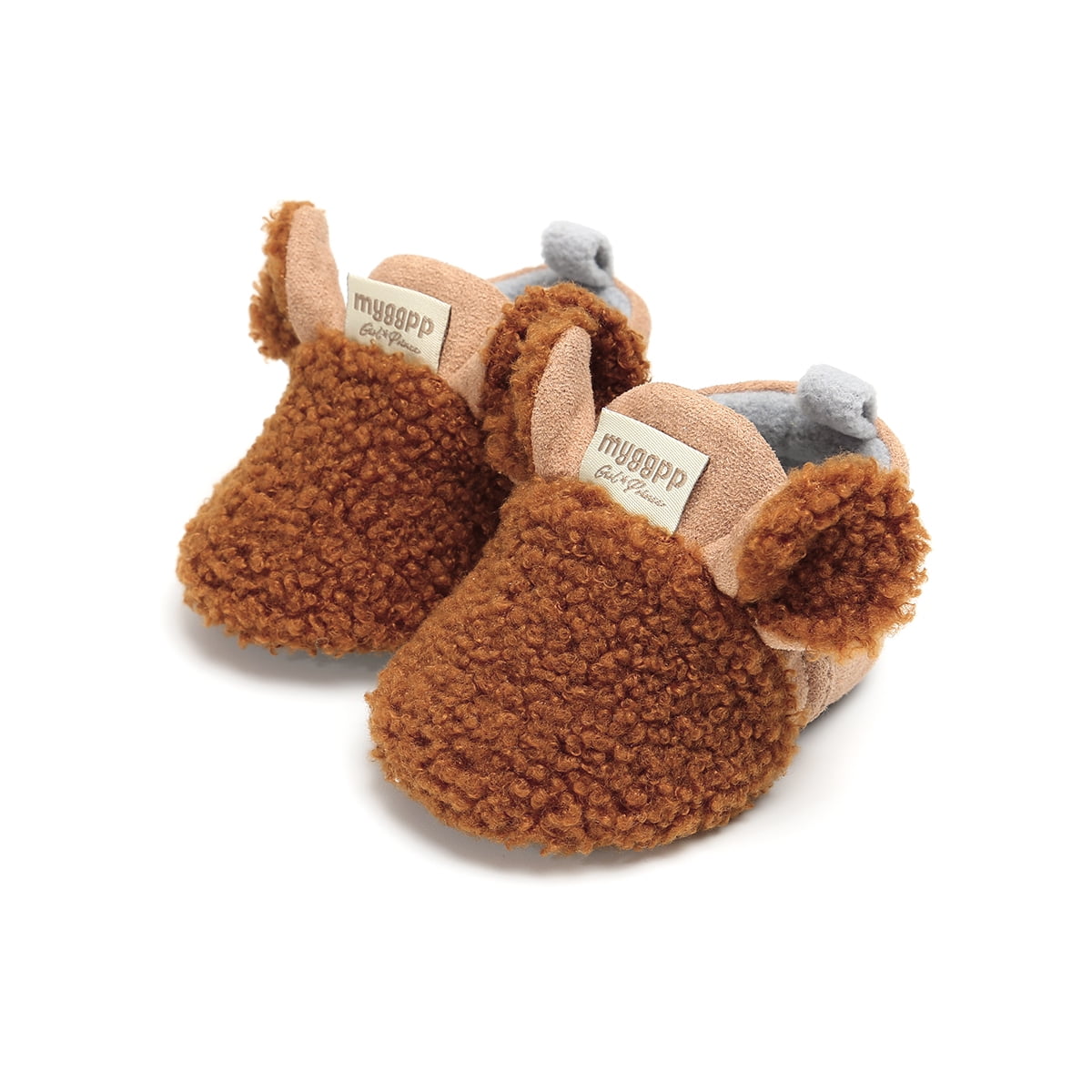 knitted baby clothes winter baby boots Fox Faux fur baby booties with sole Newborn baby shoes