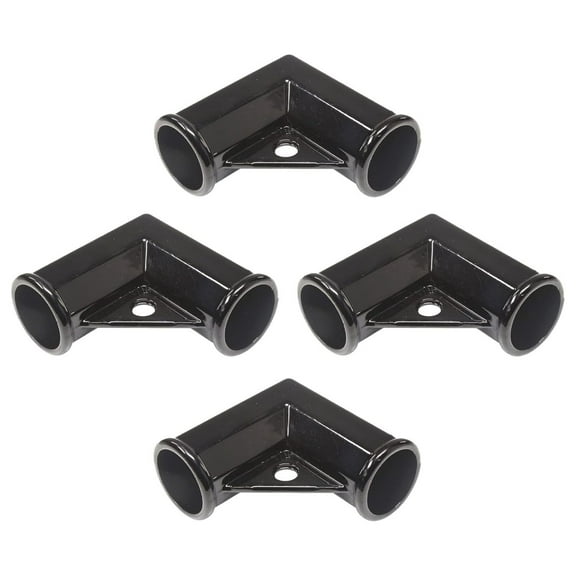 1 3/8" x 1 3/8" Black Chain Link Fence Gate Corners - 4 Pack | Aluminum Gate Elbows | 90 Degree Angle Connectors for Chain Link Fences