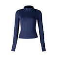 thumbnail image 3 of Clearance under 10$ Sevevn New Long-sleeved Round-neck Zipper Yoga Sun-protective Jacket For Women Summer Deals Blue XXL, 3 of 5