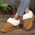 thumbnail image 2 of Elecsop Slippers for Women, Warm Fuzzy Winter Boots for Women, Suede Clog Platform Tasman Slippers, Brown, 2 of 7