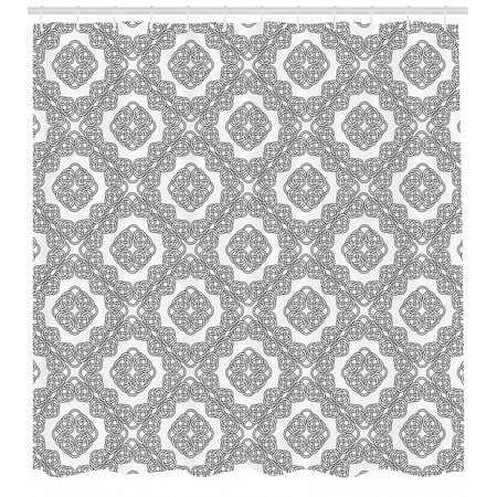 Celtic Shower Curtain Vintage Geometric Diagonal Symmetrical