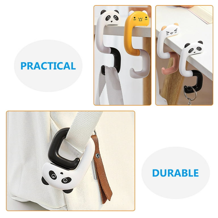 4 Pcs Purses Plastic Hooks for Hanging Folding Clothes Rack Bags Storage Hooks Schoolbag Hook Multifunction Panda ABS Student, Other