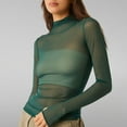 thumbnail image 4 of Timegard Tops for Women Mesh High Neck Long Sleeve Bottom Tee Sheer Fall Casual Slim Tops Solid Color, 4 of 5