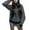 Grey, variant on Womens Star Print Hoodie Full Zip Sweatshirts Long Sleeve Front Pockets Ribbed Relaxed Fit Hooded Jacket White S