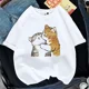 thumbnail image 3 of Camiseta Kawaii con estampado de tiburón y gato para mujer, remera coreana Harajuku de manga corta, playera con estampado de animales divertidos 2024, 3 of 5