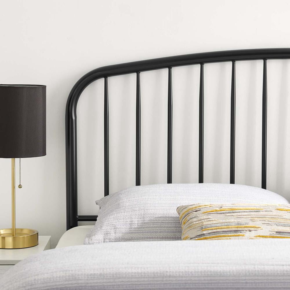 Modway Nova Modern Farmhouse Twin Metal Spindle Headboard in Black
