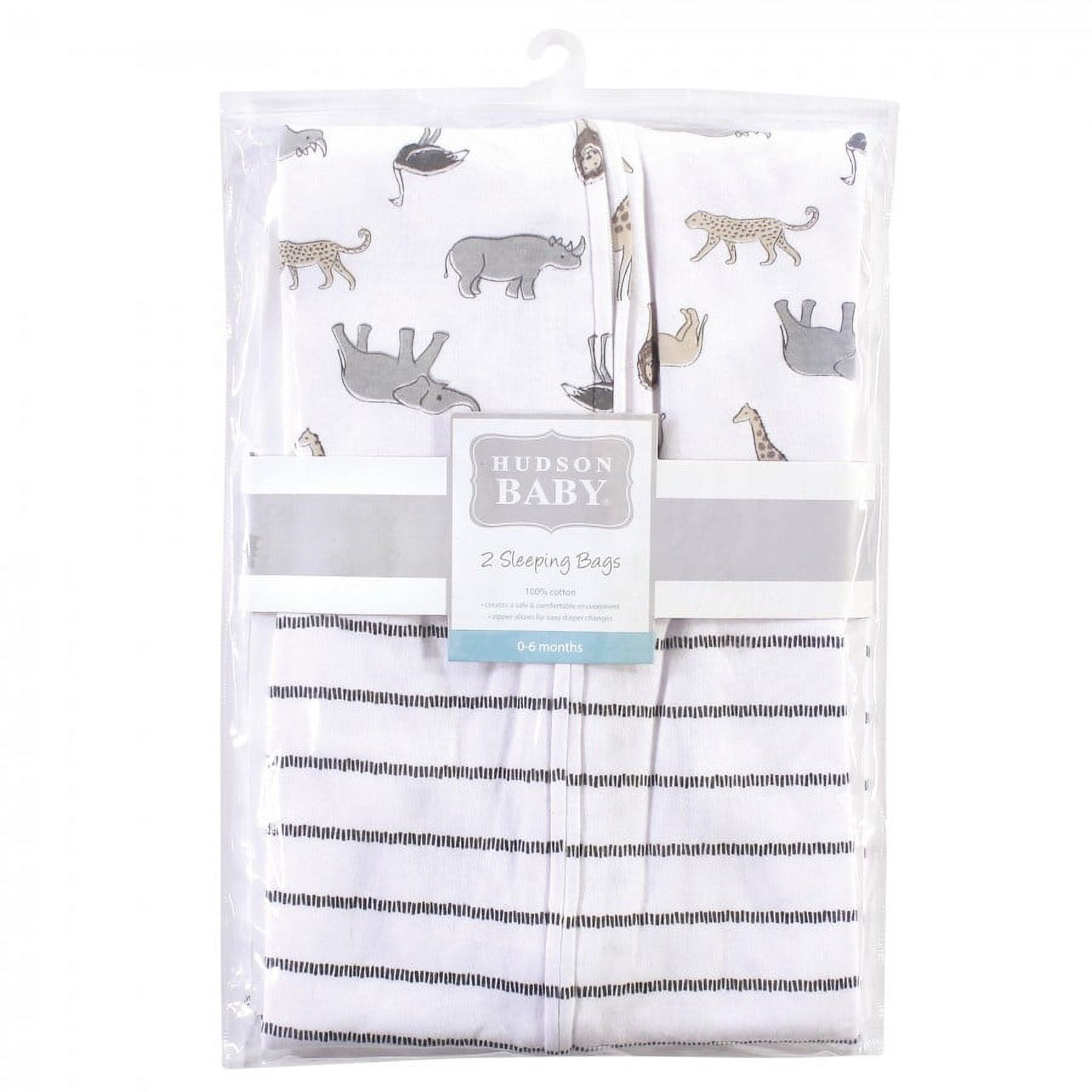 Hudson Baby Infant Cotton Sleeveless Wearable Sleeping Bag, Sack, Blanket, Modern Neutral Safari, 18-24 Months