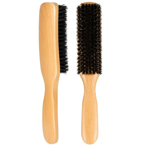 RAGUPEL Slick Back Hair Brush for Women Men Kid, Natural Soft/Medium Boar Bristle Hair Brush for Thin & Fine Hair, Smoothing Hairbrush for Polishing, Deepening & Styling