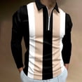thumbnail image 2 of Male Casual Autumn Striped Splice Print T Shirt Turn Down Collar Long Sleeve Tops T Shirt, 2 of 4