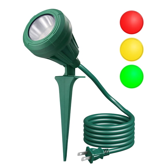 DEWENWILS LED Outdoor Spotlight for  Garden  Plug in Spot Light with 3 Color Lenses Waterproof Electric Landscape Spot Light projector 400 Lumen, 5 FT Power Cord
