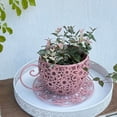 thumbnail image 7 of Tarmeek Pink Decorative Planter - Creative Plant Container with Lattice Design for Indoor Outdoor Garden, Modern Flower Pot for Home Office Balcony Patio Decor, 7 of 7