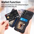 thumbnail image 6 of Wallet Case for Samsung S21 Plus,Ring Holder Kickstand Retro Premium Leather Credit Card Holder [ RFID Blocking ] Case with Wrist Strap Back Magnetic Clasp Flip for Samsung Galaxy S21 Plus,Black, 6 of 15