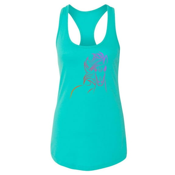 Neon Horse Outline Racerback Tank Women -SPIdeals Designs, Female Medium