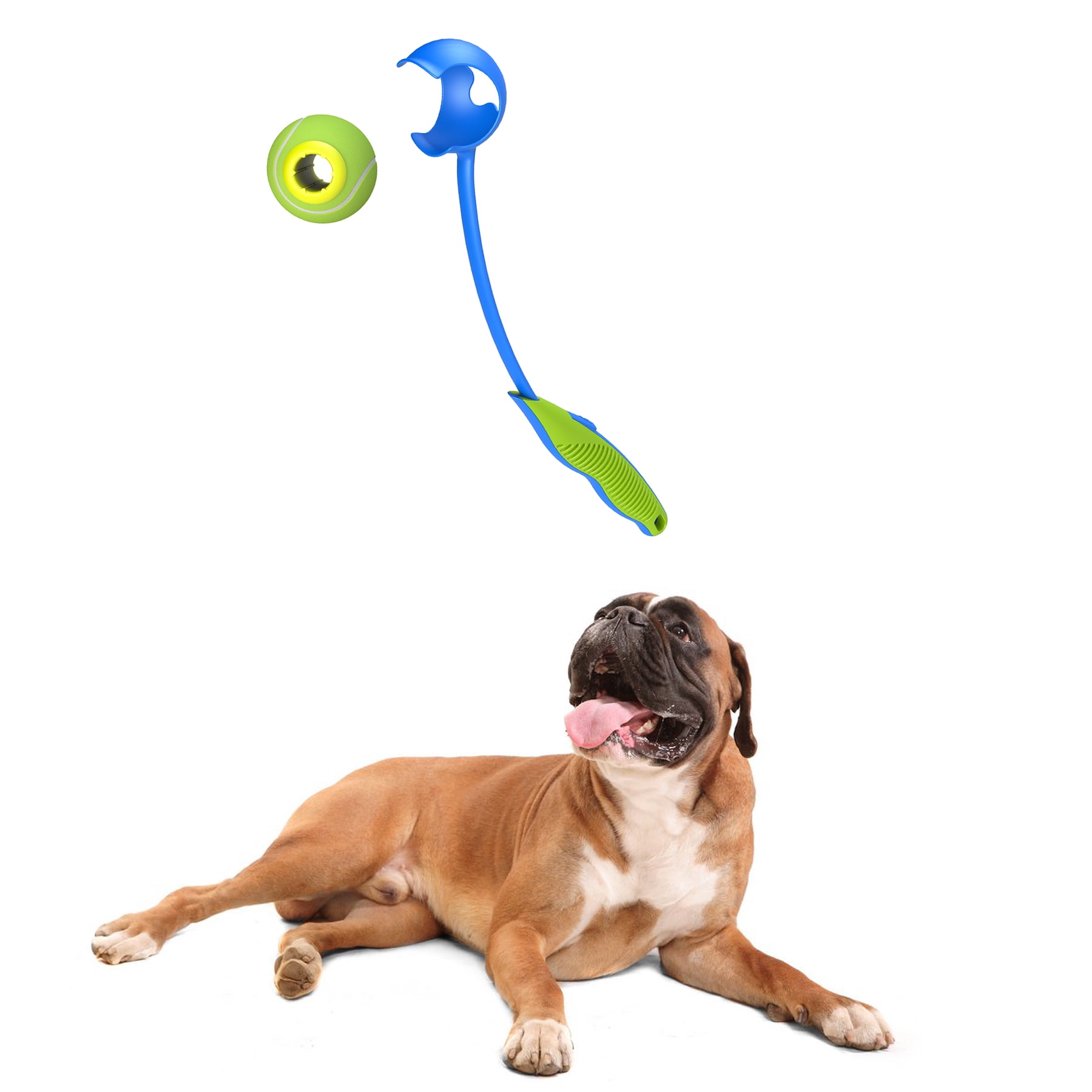 Pet Nugget Ball Tosser, Tennis Ball Launcher Retrieving Dog Toy in Green
