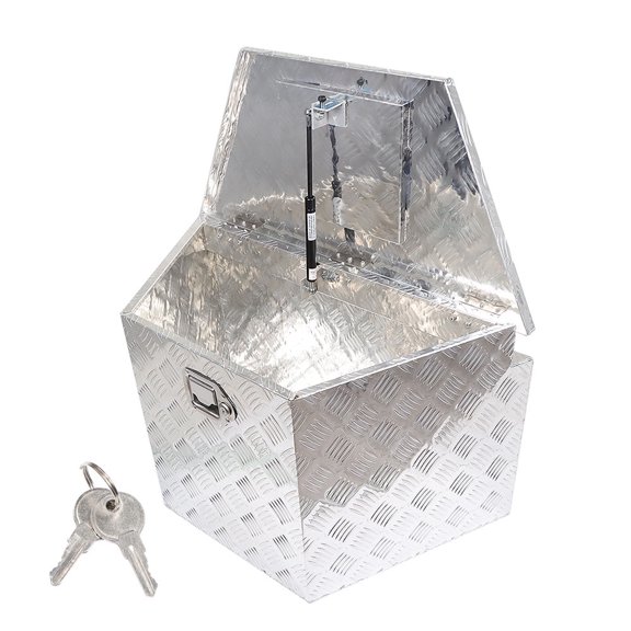 Toolbox with Lock & Keys, Trapezoidal Aluminum Tool Storage Box, Universal for Trucks Pickups Trailers, 29" x 17"