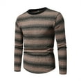 thumbnail image 2 of qelini Striped Sweater Shirt for Men Crewneck Pullover Sweaters Striped Long Sleeve Tops Dressy Slim Fit Fall Blouses, 2 of 7