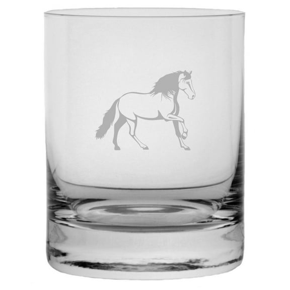 Missouri Fox Trotter Body Horse Themed Etched 10.25oz Crystal Rocks Whisky Glass