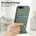 thumbnail image 6 of Magnetic Carbon Fiber Case for iPhone 8 Plus / iPhone 7 Plus with Holder Kickstand, Fiber Texture Wallet Phone Case with Card Holder Durable Military Grade Protection Cover, Green, 6 of 10