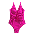 thumbnail image 4 of Womens One Piece Swimsuits V Neck Cross Halter Swimwear Tummy Control Ruched Bathing Suits, 4 of 5