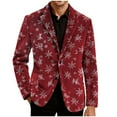 thumbnail image 4 of oelaio Mens Christmas Blazer Big and Tall Corduroy Suit Jacket Xmas Snowflake Print Long Sleeve 2 Button Business Office Jacket Holiday Party Blazers Red S, 4 of 8