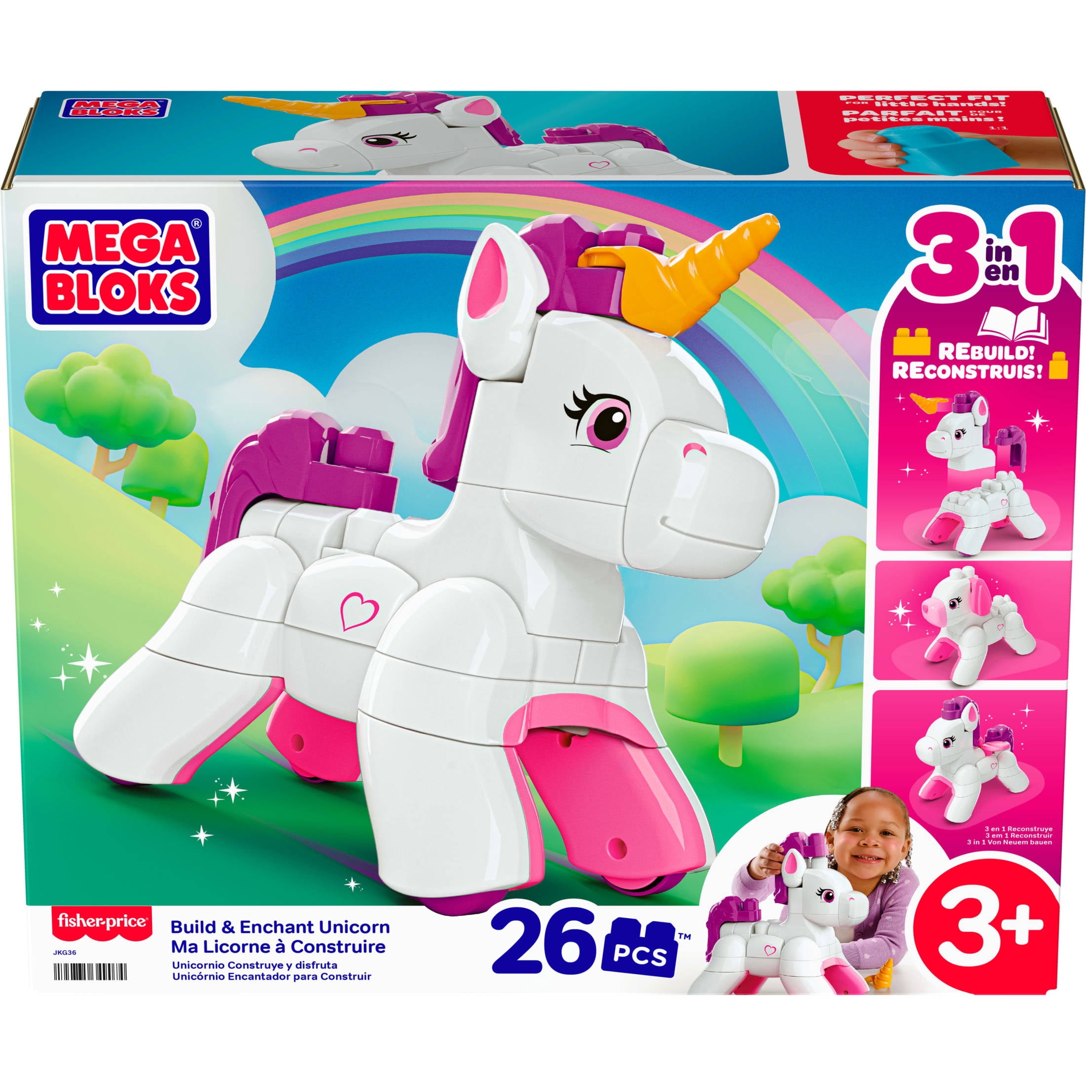 MEGA BLOKS Build & Enchant Unicorn, Pegasus, Puppy Toy Block Set (26 Pieces) for Toddlers and Kids