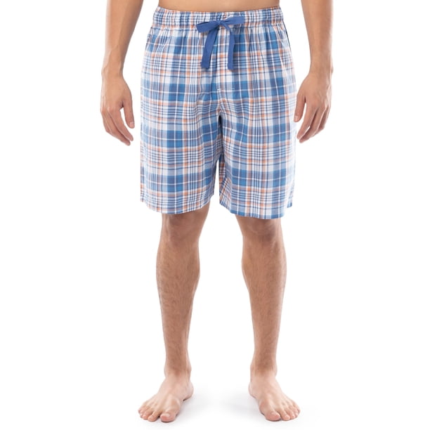 Shorts de dormir para hombre IZOD ajuste relajado a cuadros azul y naranja XL