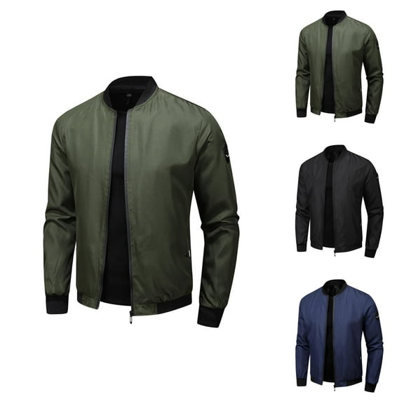 Lightweight Fall Jackets for Men 2025 Casual Long Sleeve Stand Collar Zip Up Jacket with Pockets Outerwear Coat