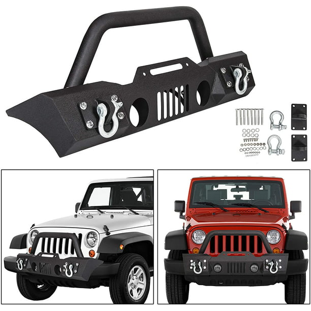 Fits For 2007-2018 Jeep Wrangler JK Stubby Front Bumper Winch Plate w/Fog  Light Housing 