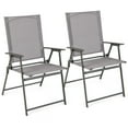 thumbnail image 2 of Costway 2pcs Patio Folding Portable Dining Chairs Metal Frame Armrests Outdoor Gray, 2 of 9