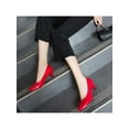 thumbnail image 6 of Gomelly Women's Heels Low Heel Pointed Toe Pump Shoes Party Dress Shoes Red 4, 6 of 9