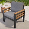 thumbnail image 6 of 4-Piece Boho Rope Patio Furniture Set with Acacia Wood Table, Outdoor Deep Seating Conversation Set with Thick Olefin Cushions for Backyard, Porch, Balcony - Beige, 6 of 7