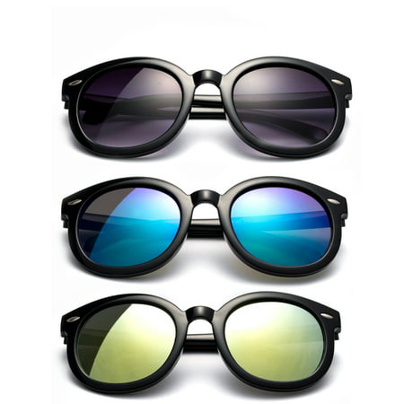 Newbee Fashion - Kyra Girls Fashion Sunglasses Round Vintage Trendy Kids Sunglasses UV Protection Cateye Large Oversized