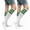 Solid White Green, variant on Women's Athletic Knee High Socks 3 Stripes Cotton Blend White Blue 2 Pairs Size 9-11