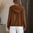 thumbnail image 4 of Cotton Linen Hooded Jackets for Women Fall Casual Long Sleeve Button Down Jacket Lightweight Loose Open Front Jackets, XL, 4 of 5