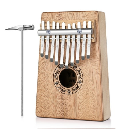 Kalimba 10 Keys Thumb Piano, Mbira 10 Tone Finger Piano Portable African Musical Instrument with Musical Scorebook/Learning Booklet, Tune Hammer, Storage Carrying Bag (10 Key Tines)