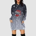 thumbnail image 2 of CAICJ98 Christmas Dresses for Women Christmas Gifts Women's Long Sleeve Elastic Bust Crew Neck Print Casual Flowy Summer Fall Midi Dresses Grey 3XL, 2 of 3