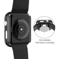 thumbnail image 3 of 2 Pack Hard PC Case with Tempered Glass Screen Protector Compatible with Apple Watch Series 6 SE Series 5 Series 4 40mm - 1x Transparent/1x Black, 3 of 5