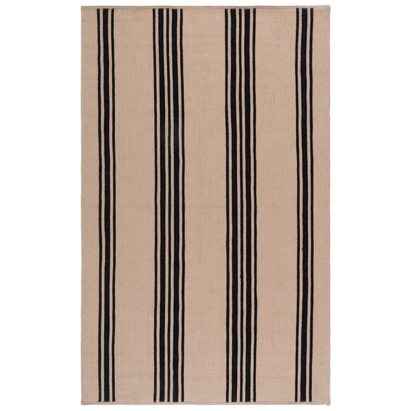 SAFAVIEH Braided Kiro Striped Reversible Area Rug, Natural/Black, 4' x 6'