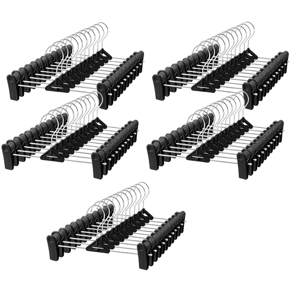 XIBUFE Pants Skirt Hangers 50 Pack - Stackable Space Saving Jeans Shorts Hanger with Clips for Kid, Man, Women, Children, Baby, Stackable Design pants hangers with clips