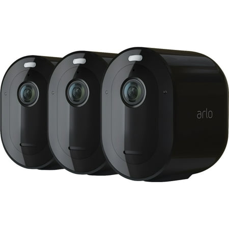 Arlo Pro 4 Spotlight Security Camera, 3 Pack, Black, VMC4350B