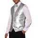 thumbnail image 4 of Chaleco de traje de cuero sintético INSPIRE CHIC para hombres, chaleco de PU formal occidental con pajarita XL plateado, 4 of 4
