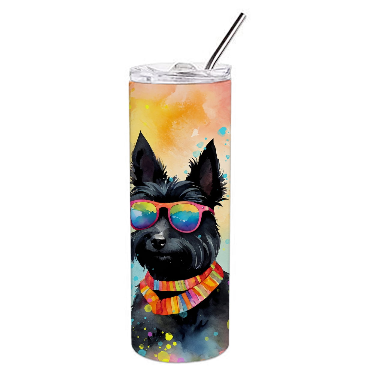Carolines Treasures DAC2557TBL20 3 x 8.25 x 3 in. Scottish Terrier Hippie Dawg Stainless Steel Skinny Tumbler