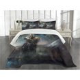 thumbnail image 3 of Ambesonne Fantasy Quilted Bedspread Set 3 Pcs, Medieval Dwarf Knight, Queen Size, Multicolor, 3 of 5