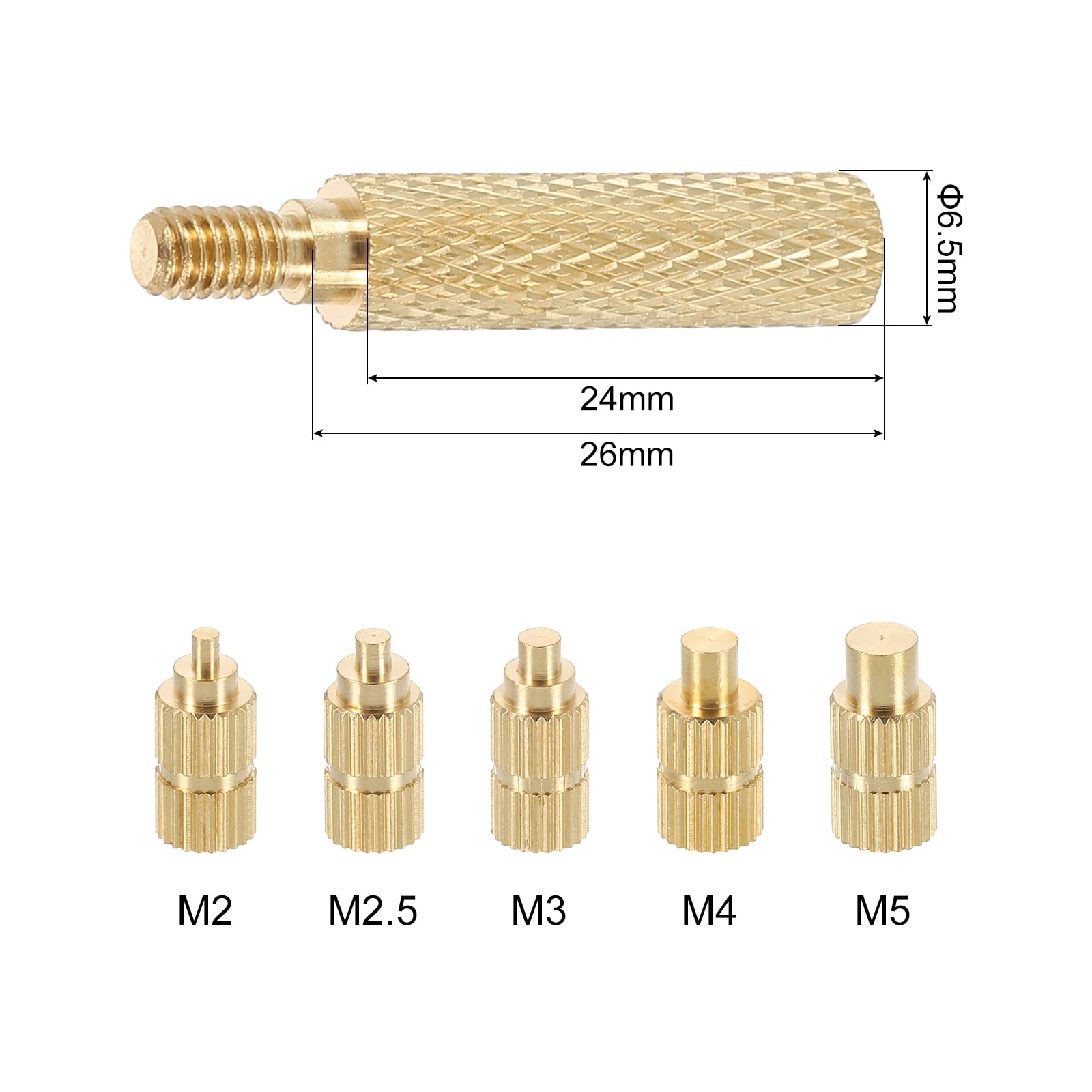 Uxcell 365pcs M2 M2.5 M3 M4 M5 Metric Threaded Inserts Brass Heat Set Insert Knurled Nuts Assortment Kit, 3D Printing Brass Nuts Female Threaded Inserts Nuts with Heat Set Insert Tips