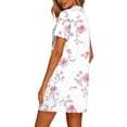 thumbnail image 5 of Sleepwear Dress Cotton New Women’s Print Nightshirt with Pockets Lapel Neck Button Loose Nightgown Summer Ruffle Short Sleeve Casual Sleep Dress, 5 of 7
