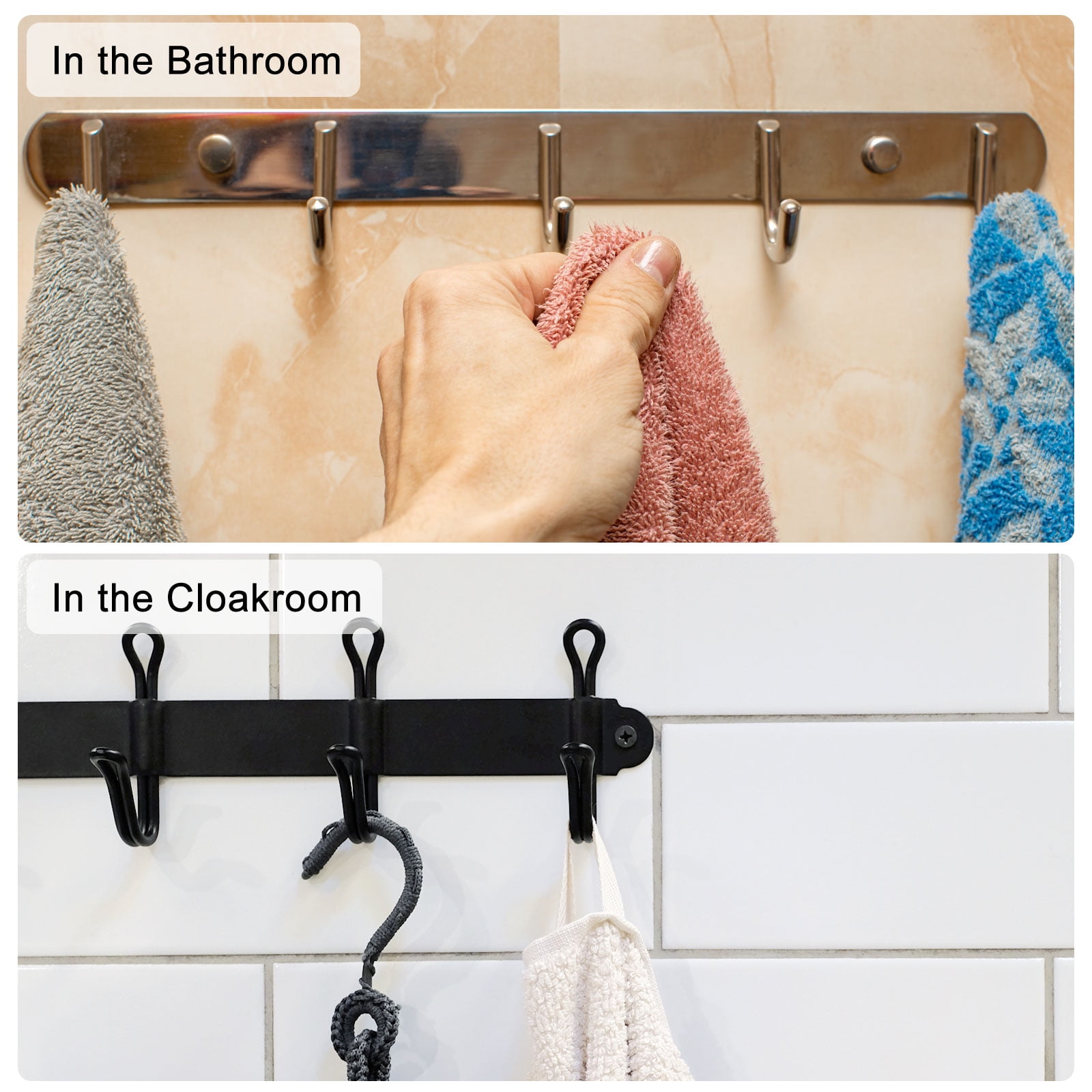 Unique Bargains Stainless Steel Wall Mounted Coat Rack Hooks for Hanging Silver 4 Hooks
