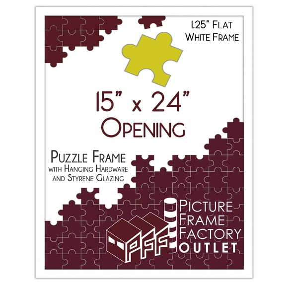 PFF PictureFrameFactoryOutlet - 15x24 Inch - Premium 1.25" White Profile - Picture Frame for Artwork, Puzzles, Photos, Certificates