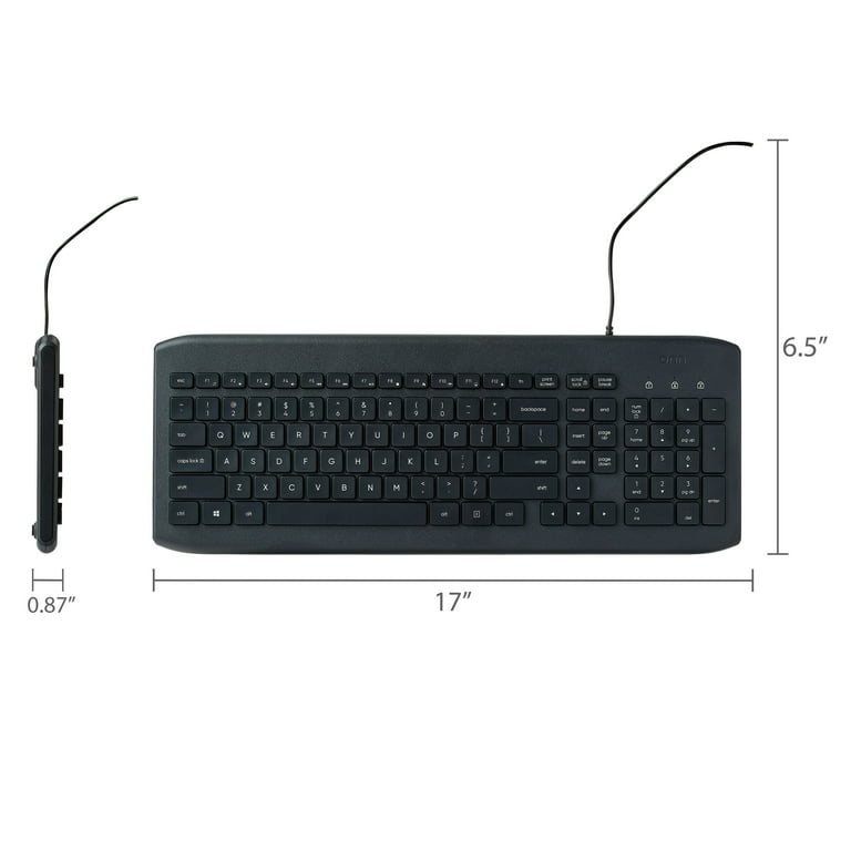 K⌘  Onn+ USB Computer Keyboard with 104 Keys, 5 ft Cable, Windows and