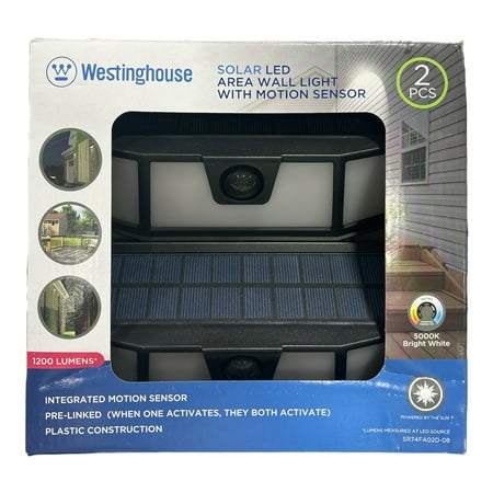 Westinghouse Solar LED Area Wall Light with Motion Sensor  1200 Lumens  2 Pack