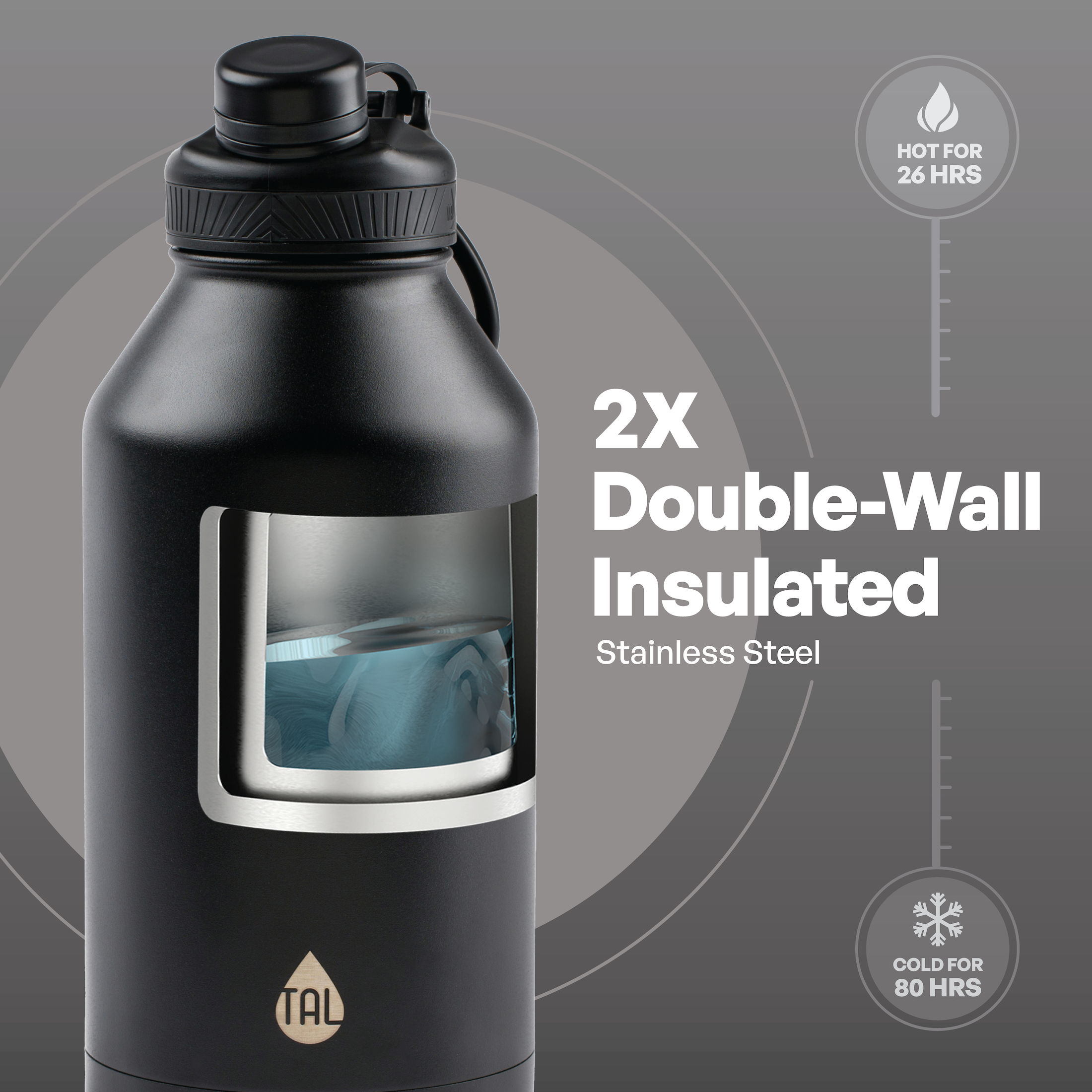 TAL Stainless Steel Ranger Water Bottle 64oz Black photo 3
